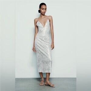 Zara silver sequin dress
